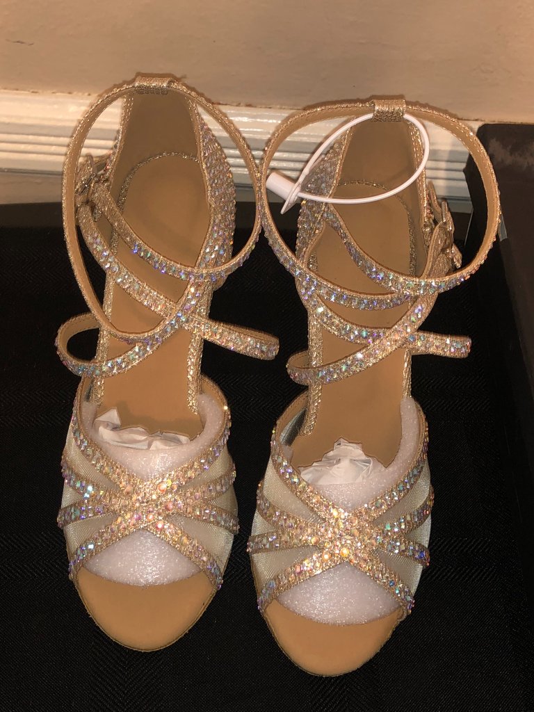 Danceandsway Ab Rhinestone Cross Strap Latin Dance Heels 8.5 — image 6 of 8